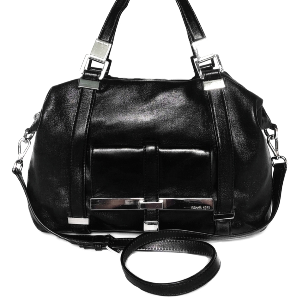 RARE/XLG/HTF MICHAEL KORS SATCHEL/CROSSBODY W/SILVER ACCENTS